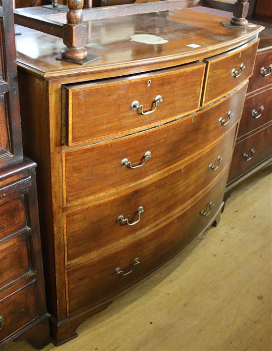 Edwardian mahogany and tulipwood banded bowfront chest of drawers